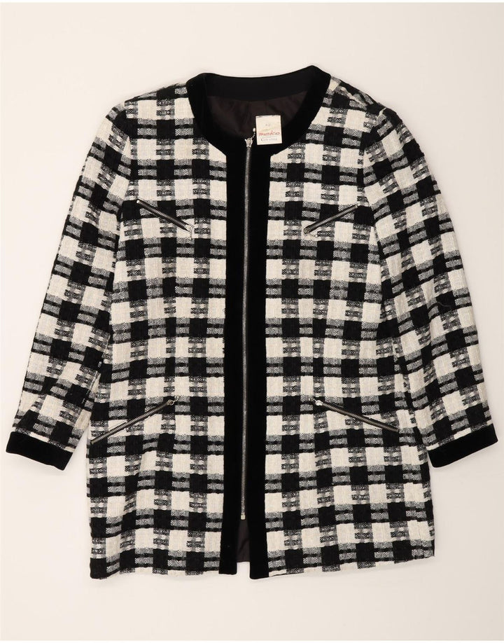 Meico Ženska dugačka jakna EU 42, veliki crni karirani poliester