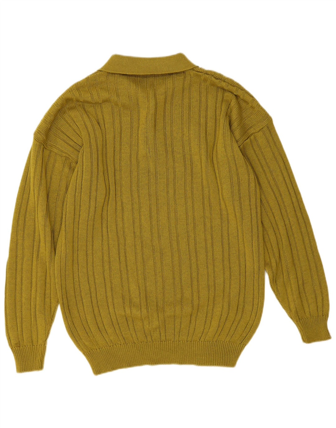 Vintage muški džemper s polo izrezom Srednje zeleni pamuk