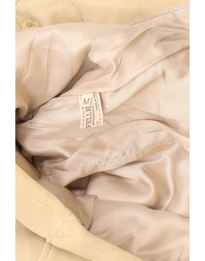 Vintage ženska jakna od brušene kože UK 12 srednje bež kože