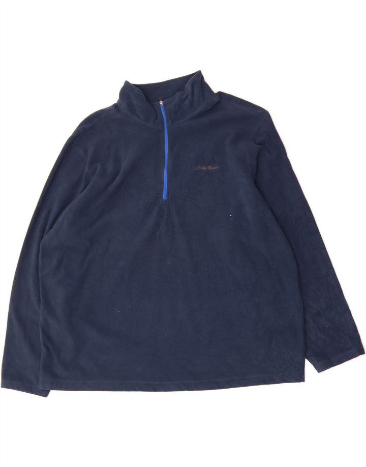 EDDIE BAUER Mens Zip Neck Fleece Jumper 2XL Navy Blue Polyester Vintage Eddie Bauer and Second-Hand Eddie Bauer from Messina Hembry 