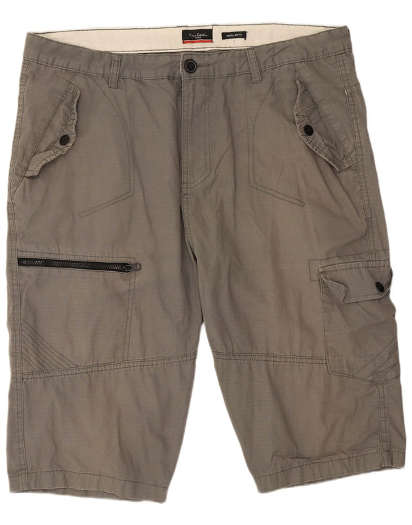 Pierre Cardin Mens Regular Fit Cargo Shorts XL W38 Grey Cotton