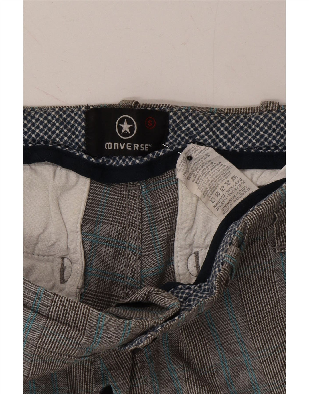 CONVERSE Mens Casual Shorts Small W29 Grey Check Cotton Vintage Converse and Second-Hand Converse from Messina Hembry 