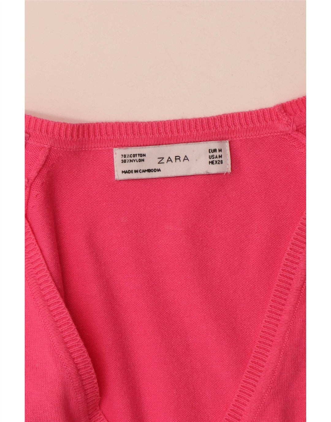 Zara ženski kardigan pulover UK 12 srednje ružičasti pamuk