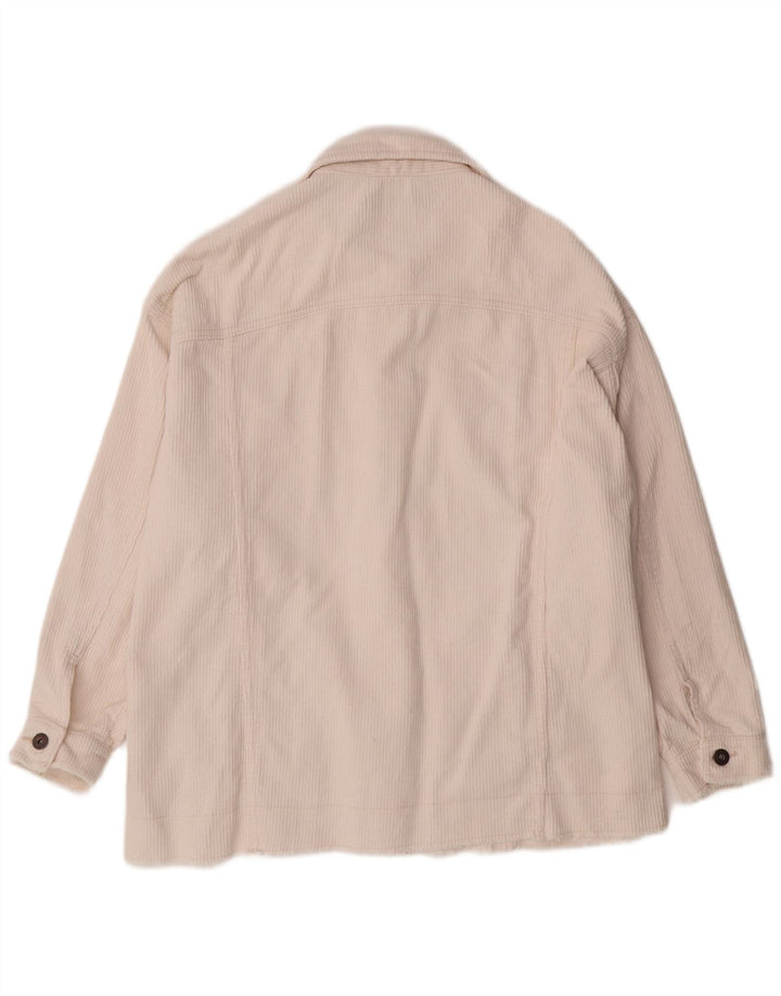 ZARA ženska prevelika jakna od samta UK 16 Large Off White Pamuk