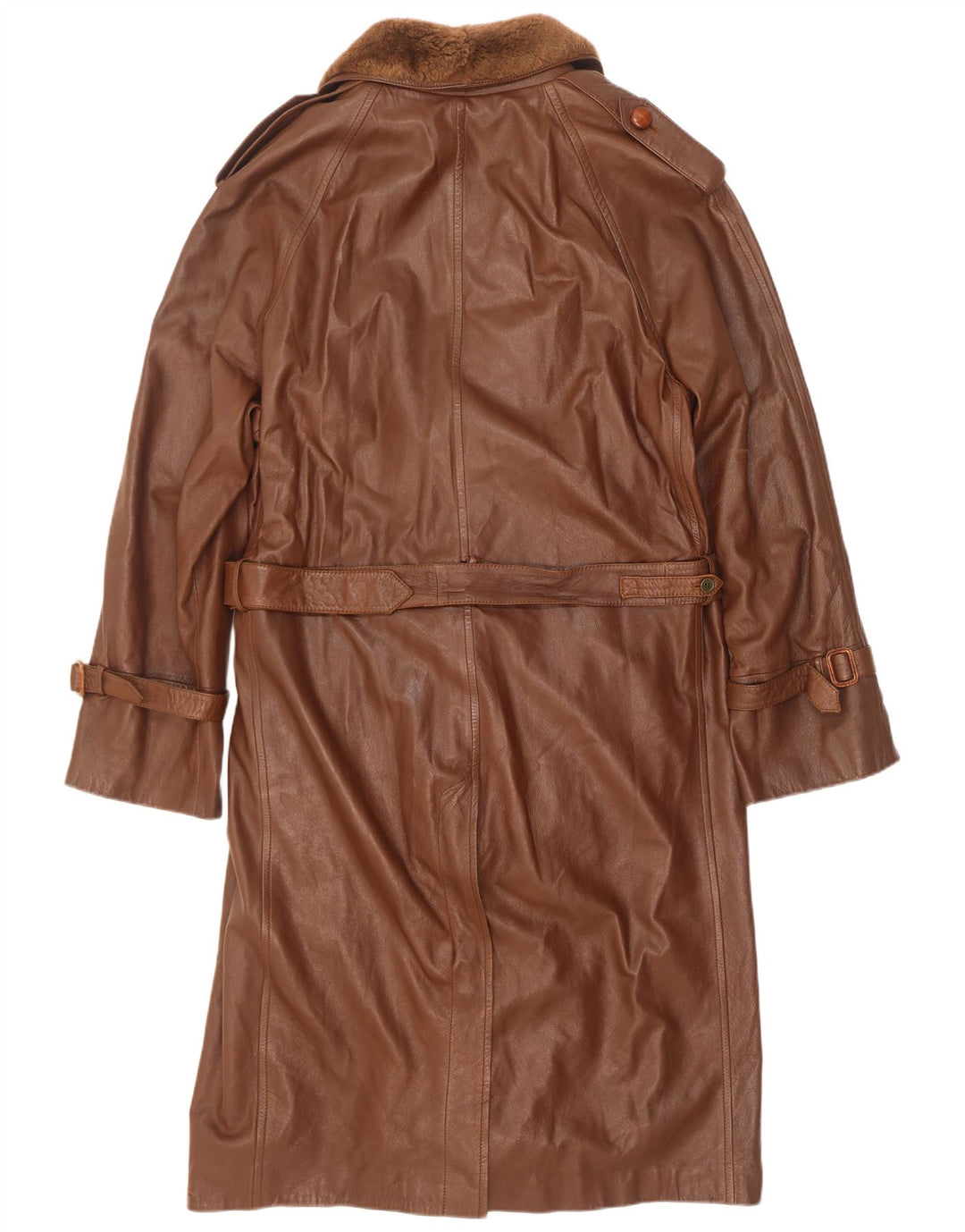 Vintage muški dvoredni vojnički kožni kaput IT 50 Large Brown