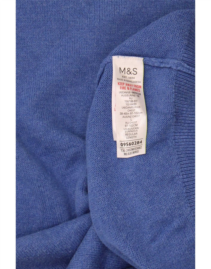 Marks & Spencer muški džemper s V-izrezom srednje plavi pamuk