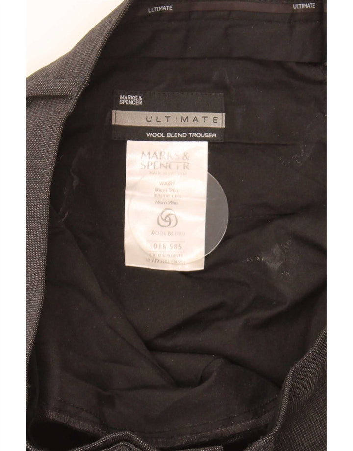 Marks & Spencer muške hlače ravnog odijela W34 L29 sivi poliester