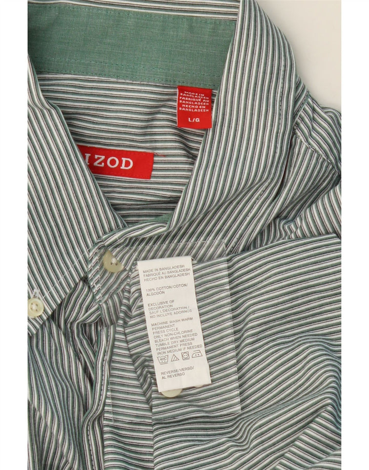IZOD Mens Shirt Large Green Pinstripe Cotton Vintage Izod and Second-Hand Izod from Messina Hembry 