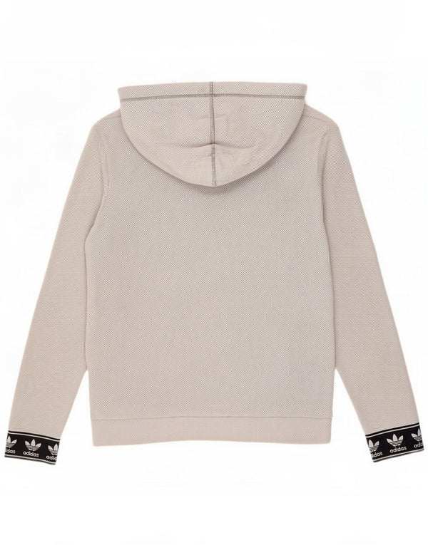 Adidas Womens Graphic Hoodie Jumper UK 10 Small Grey Flected Cotton Sports