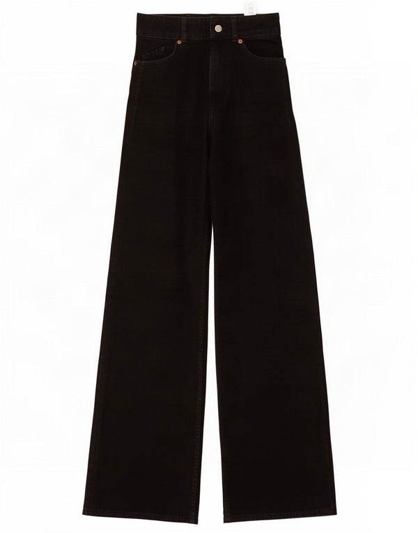 Zara Womens High Waist Wide Leg Jeans EU 34 2XS W24 L32 Black Cotton