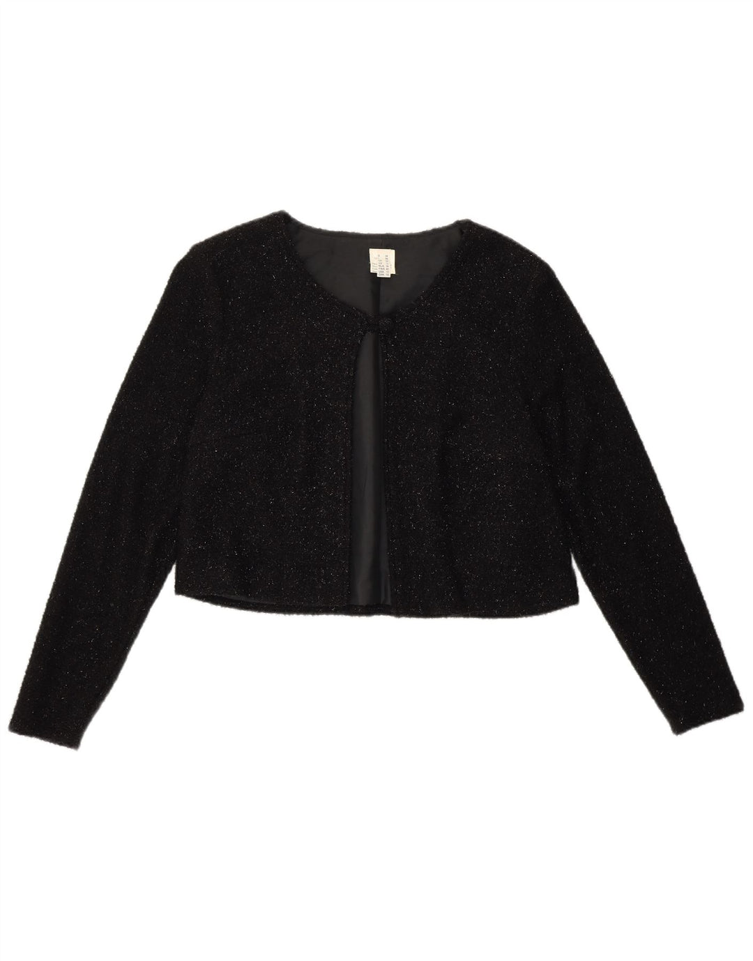 VINTAGE ženska bolero jakna UK 12 Srednji crni flekasti najlon