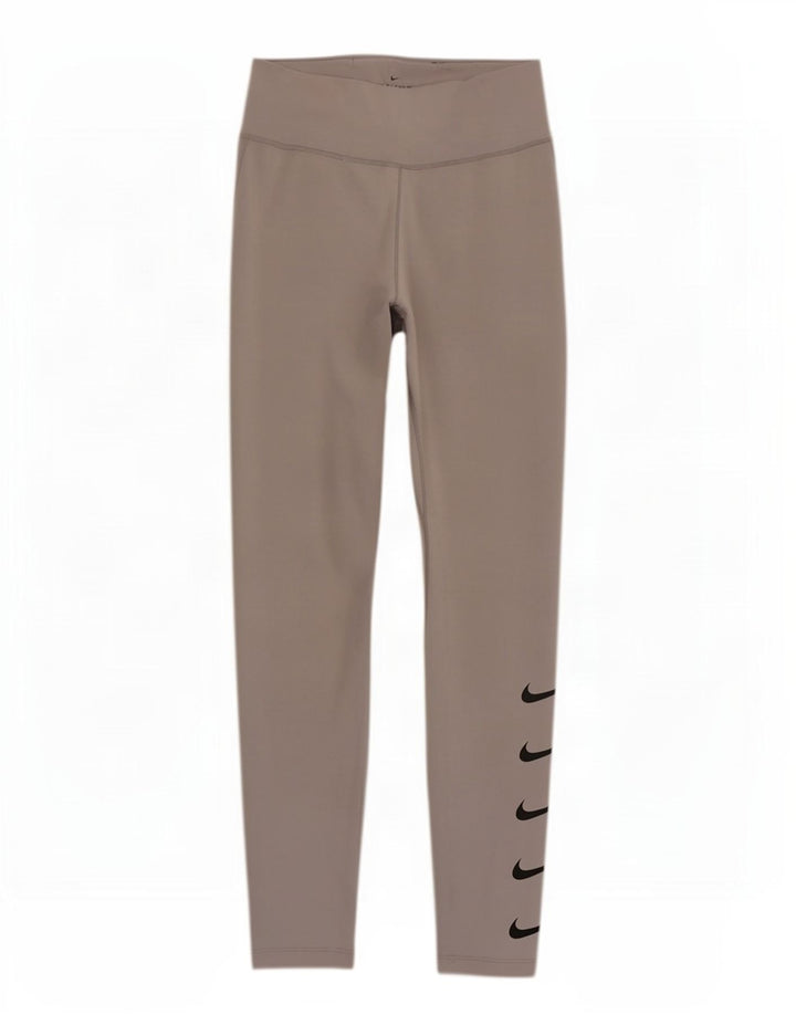 Nike Ženske Dri Fit Graphic Leggings UK 12 Medium Gray Poliester