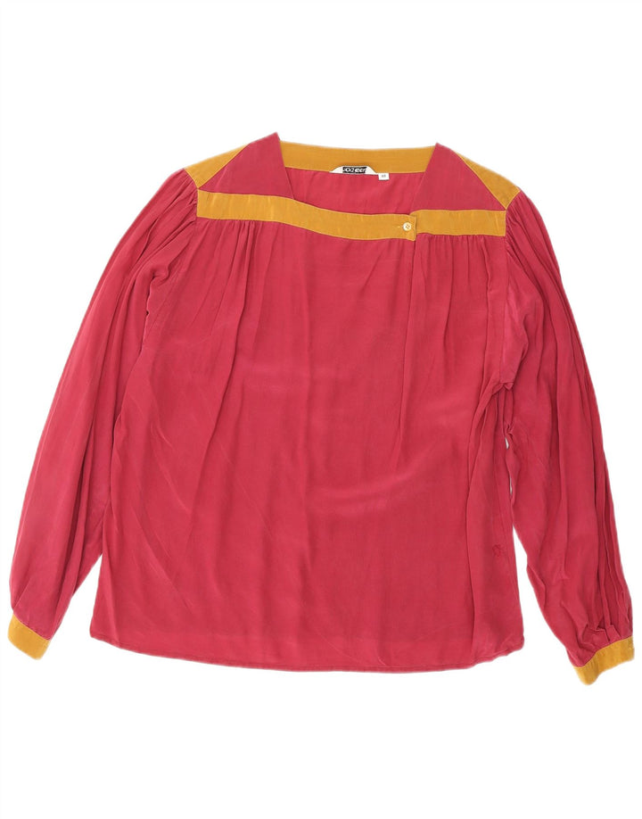 REINE SEIDE Womens Long Sleeve Blouse Top EU 40 Medium Burgundy Silk Vintage Reine Seide and Second-Hand Reine Seide from Messina Hembry 