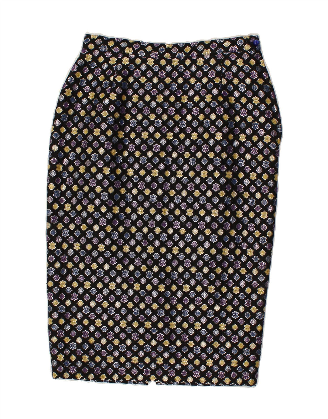 VINTAGE Womens Abstract Pattern Pencil Skirt IT 42 Medium W28  Black Vintage Vintage and Second-Hand Vintage from Messina Hembry 
