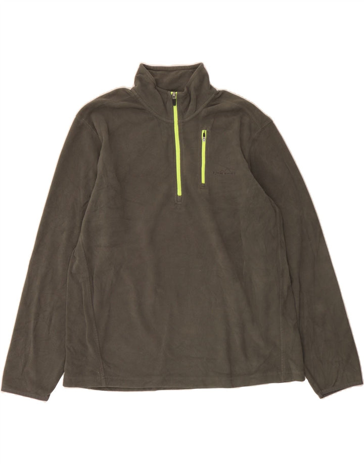 EDDIE BAUER Mens Zip Neck Fleece Jumper XL Khaki Polyester Vintage Eddie Bauer and Second-Hand Eddie Bauer from Messina Hembry 