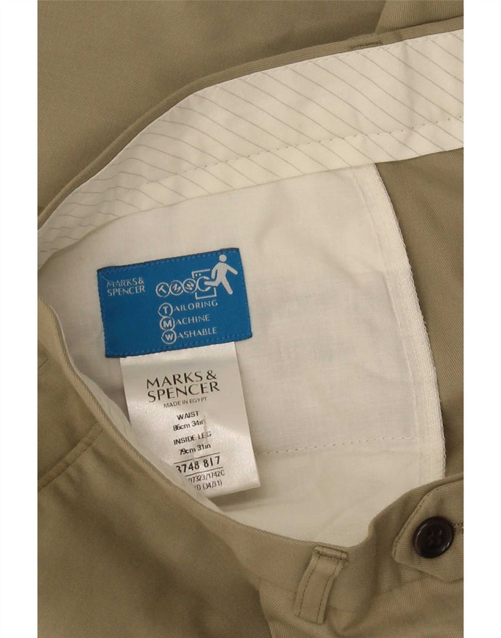 Marks & Spencer muške ležerne hlače s klinovima W34 L31 kaki poliester