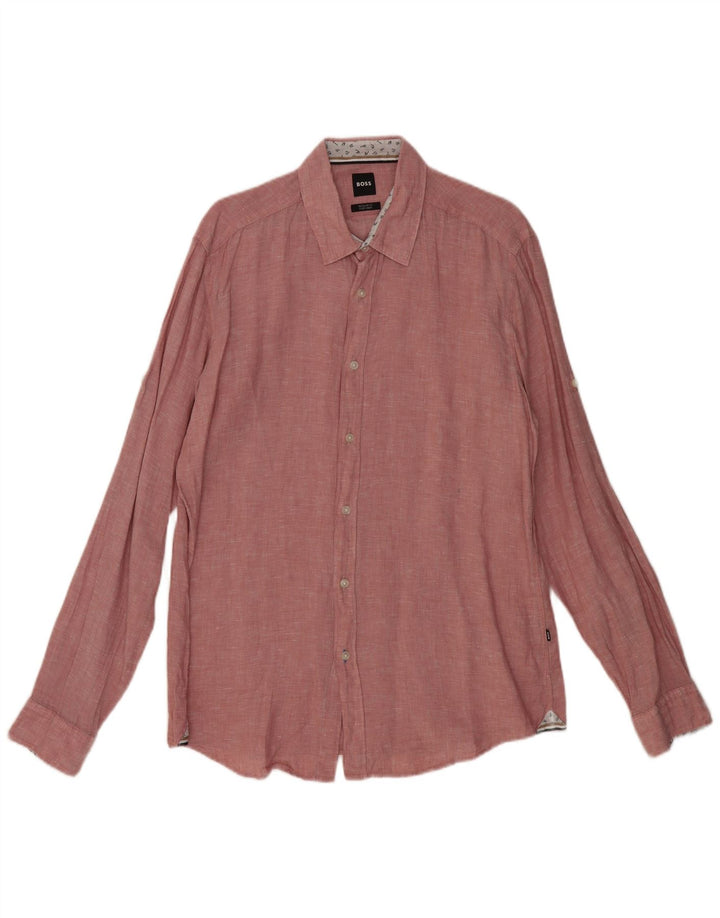 HUGO BOSS Muška košulja standardnog kroja Large Pink Flecked Lan