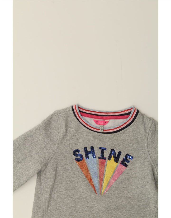 JOULES Girls Graphic Sweatshirt Jumper 9-10 Years Grey Polyester Vintage Joules and Second-Hand Joules from Messina Hembry 