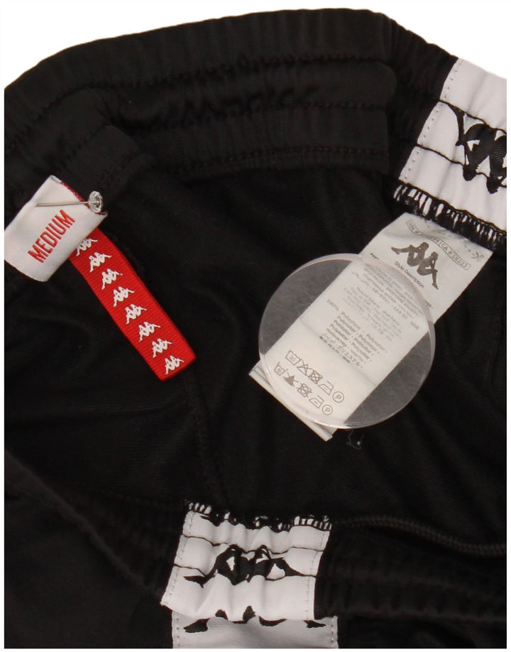 Kappa muške trenirke s grafikom, srednje hlače za trčanje, crni poliester