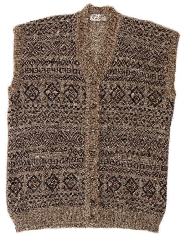 Vintage ženski dugi džemper bez rukava UK 18 XL sivi Fair Isle