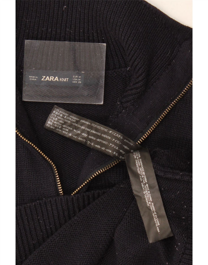 Zara ženski džemper s izrezom i patentnim zatvaračem UK 12 Srednji crni poliester