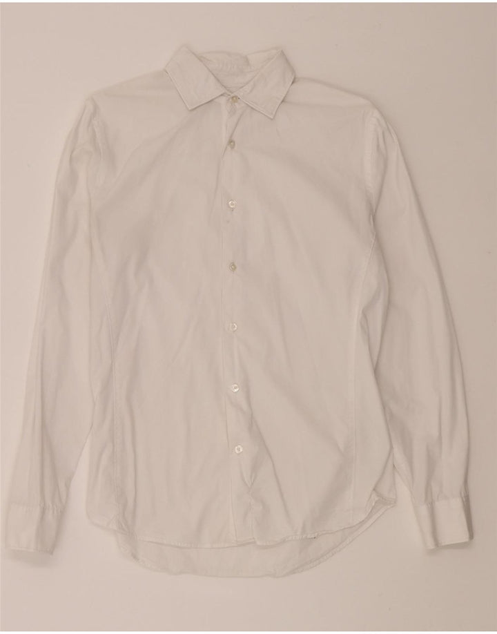 ZARA Mens Slim Fit Shirt Medium White Cotton Vintage Zara and Second-Hand Zara from Messina Hembry 
