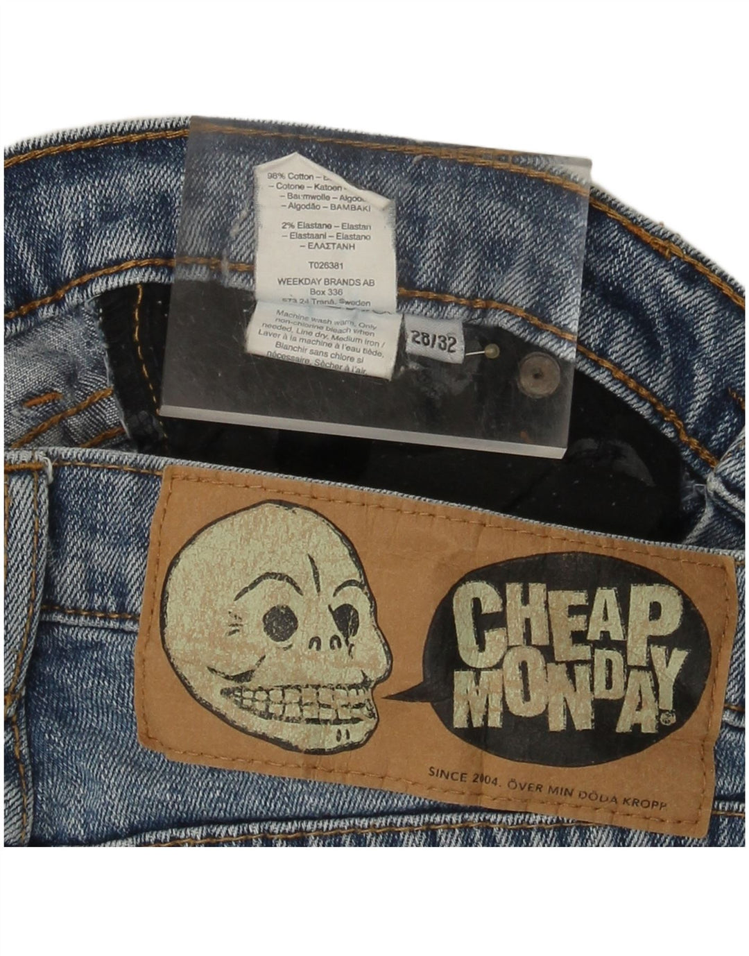 CHEAP MONDAY Muške uske traperice W28 L32 Plavi pamuk