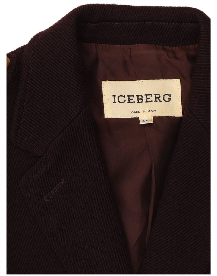 ICEBERG Womens 3 Button Military Blazer Jacket IT 44 Medium Burgundy