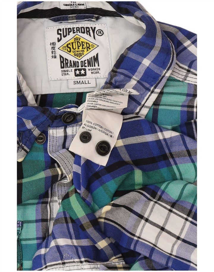 SUPERDRY muška flanelska košulja, mali plavi karirani pamuk