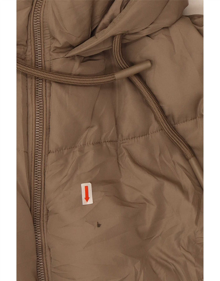 Zara ženska prevelika podstavljena jakna s kapuljačom UK 10, mali smeđi poliester