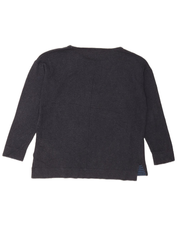 White Stuff Womens Boat Neck Jumper Sweater UK 12 Medium Navy Blue Cotton