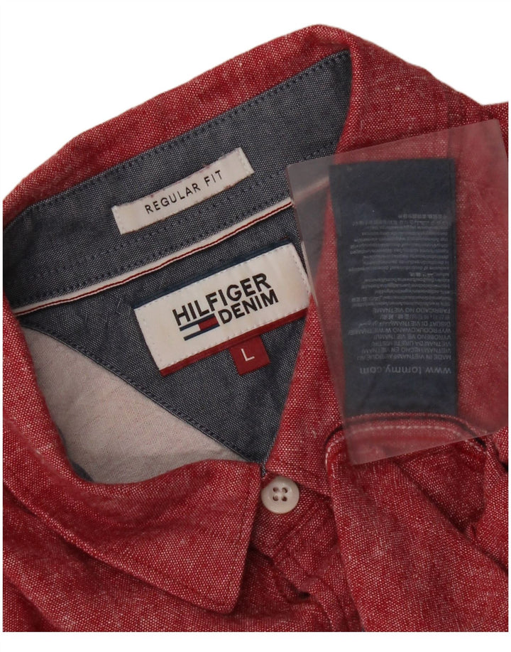 Tommy Hilfiger muška košulja standardnog kroja velika crvena lanena