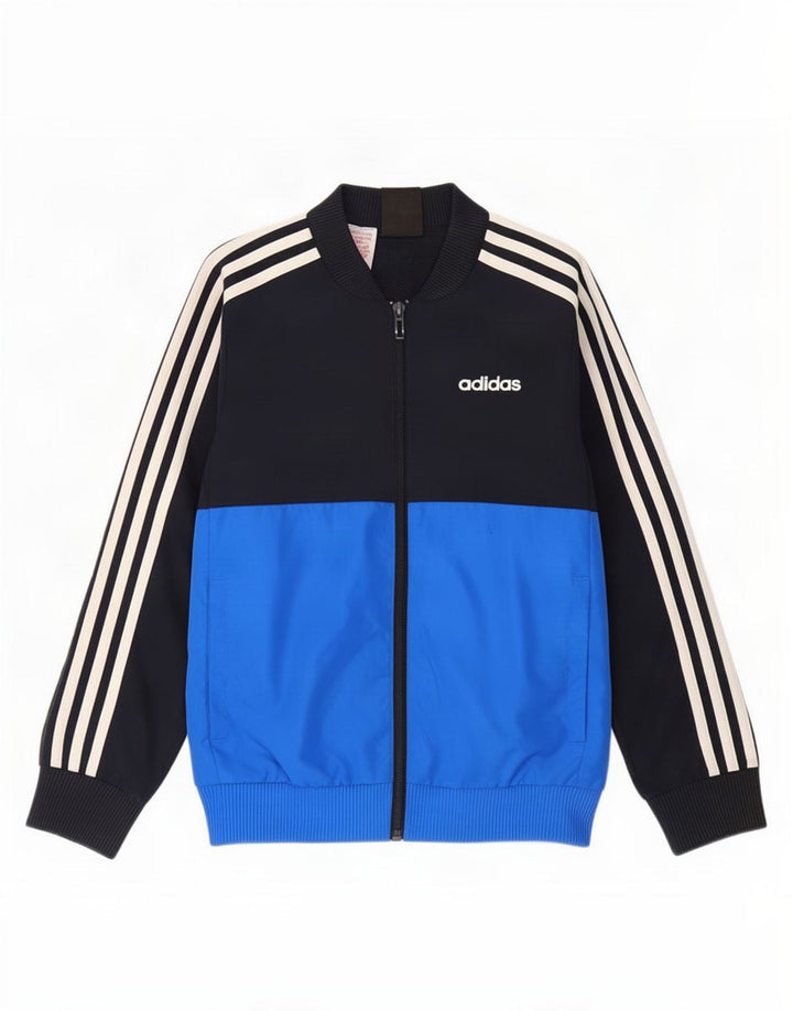 Gornja jakna od trenirke Adidas za dječake 7-8 godina, poliester plave boje