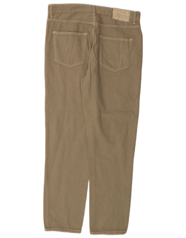 Zara muške ravne ležerne hlače EU 42 velike W32 L29 bež pamuk