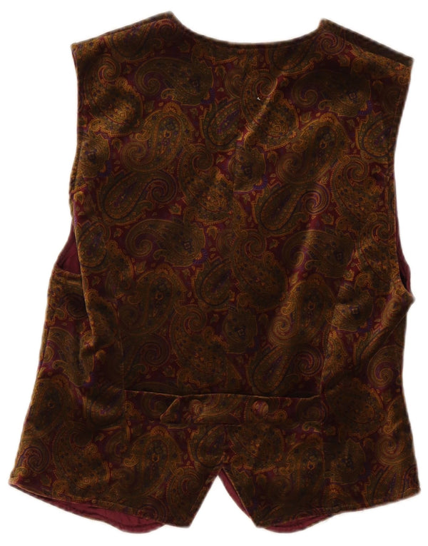 Vintage ženski baršunasti prsluk UK 12 srednje smeđi paisley