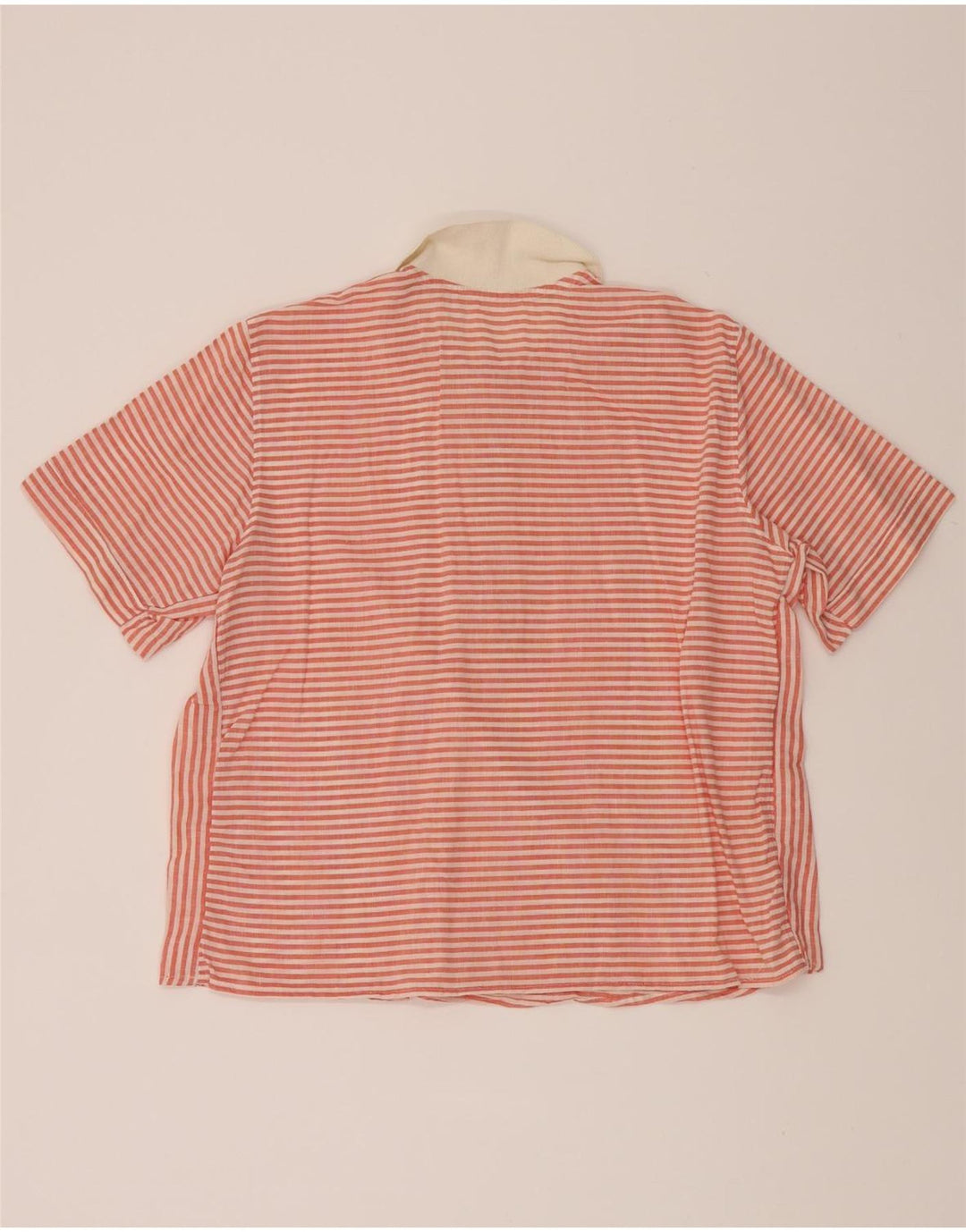 VINTAGE Womens Short Sleeve Pullover Shirt UK 14 Large Red Striped Vintage Vintage and Second-Hand Vintage from Messina Hembry 