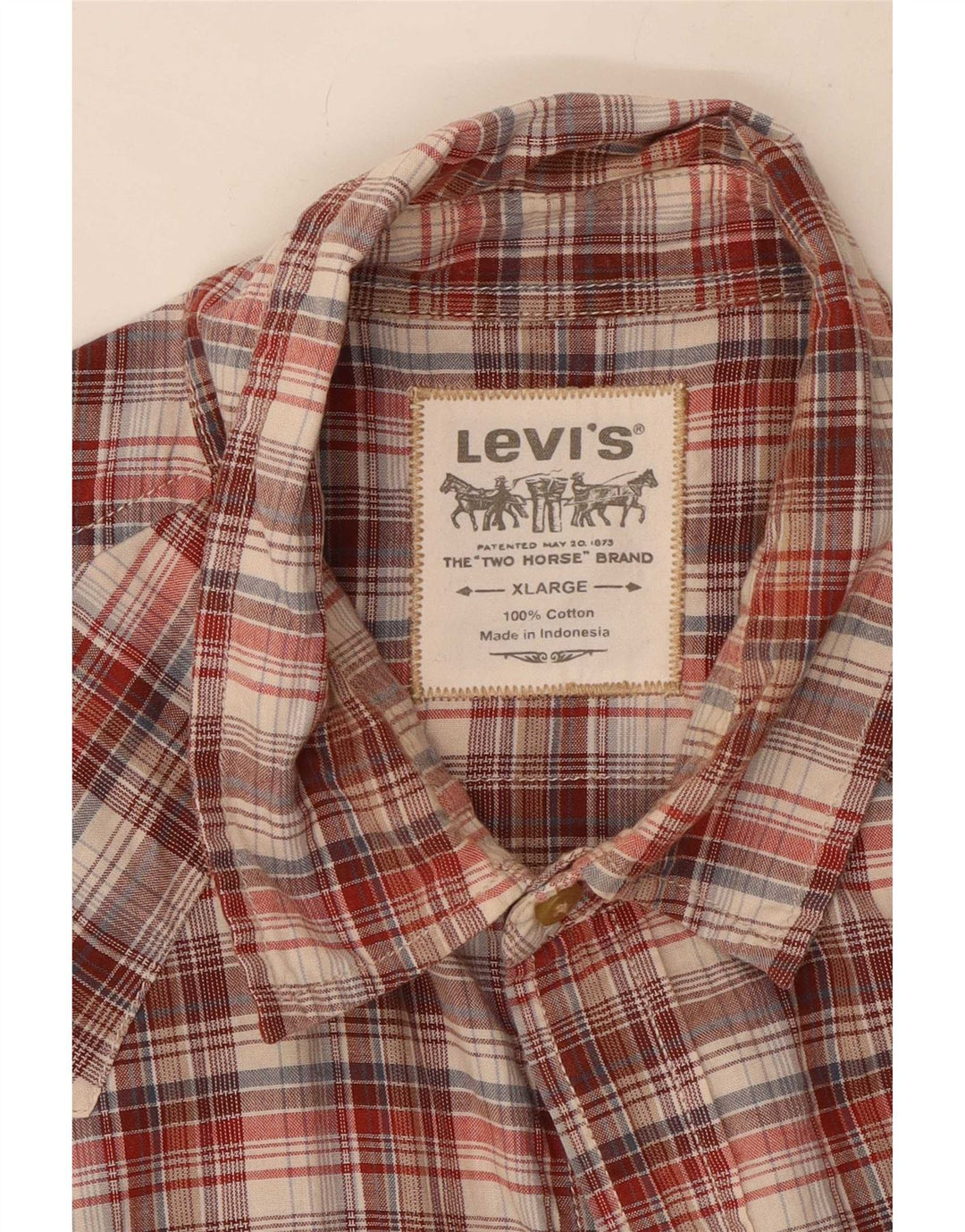 Levi's muška košulja kratkih rukava XL, pamuk smeđe karirane boje