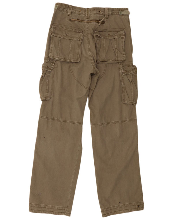 Vintage Mens Straight Cargo Trousers W32 L32 Khaki Cotton