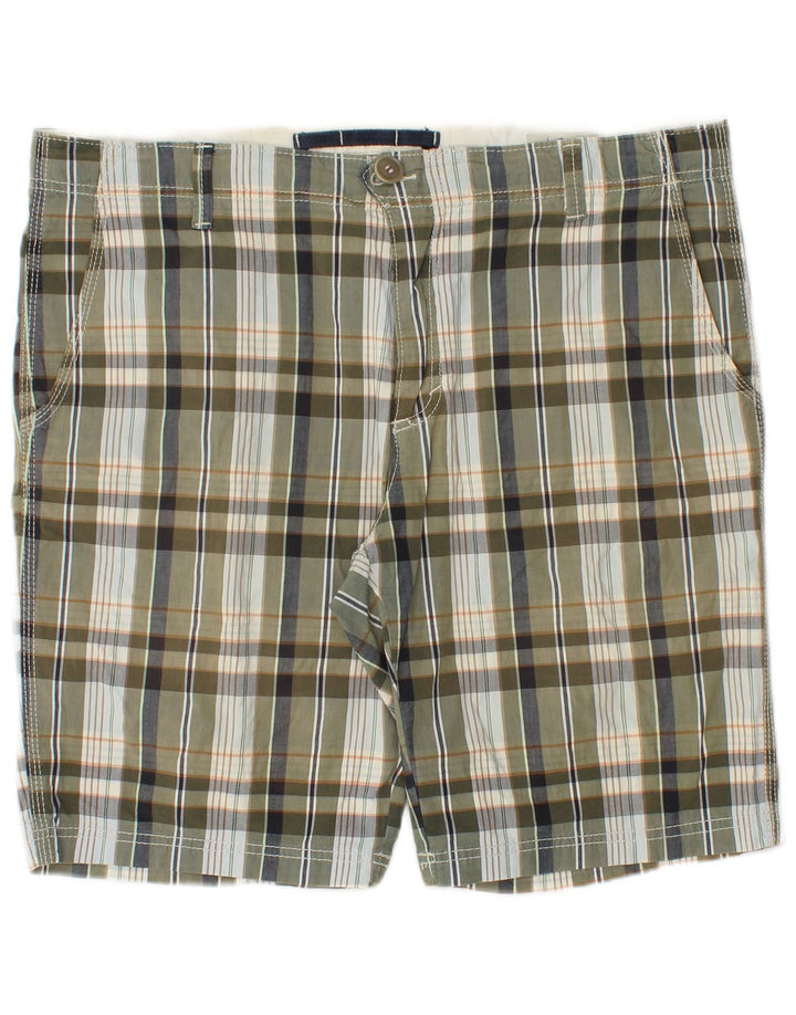 Playlife muške chino kratke hlače W36 veliki kaki karirani
