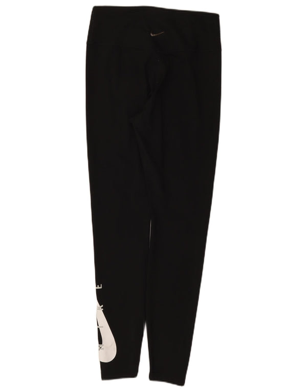 Nike Ženske Dri Fit Graphic Leggings UK 12 Srednje crni poliester