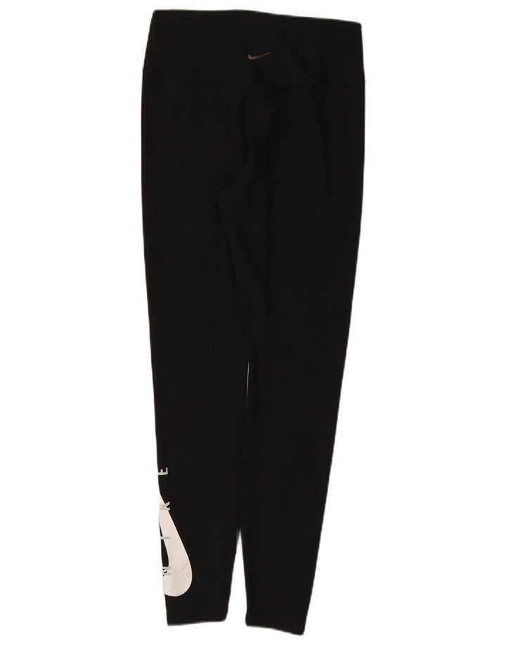 Nike Ženske Dri Fit Graphic Leggings UK 12 Srednje crni poliester