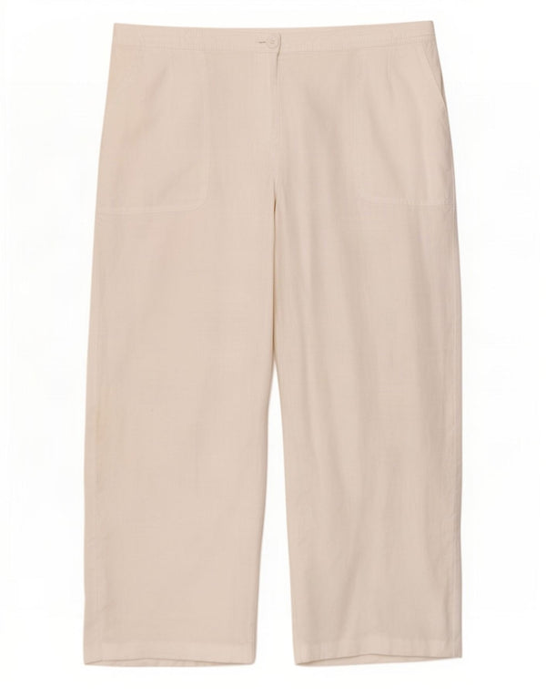 Marks & Spencer ženske široke chino hlače UK 18 XL W38 L27 bijeli lan