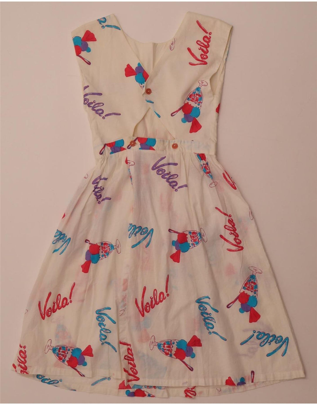 VINTAGE ženska haljina A-kroja bez rukava s apstraktnim uzorkom UK 8 Mala bijela