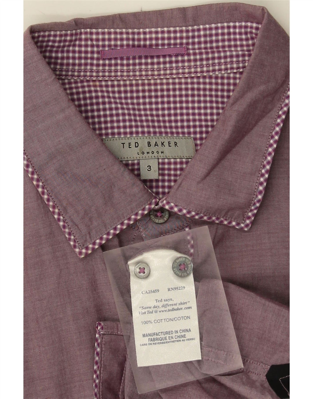 Ted Baker muška košulja veličina 3 srednje ljubičasta pamuk gingham