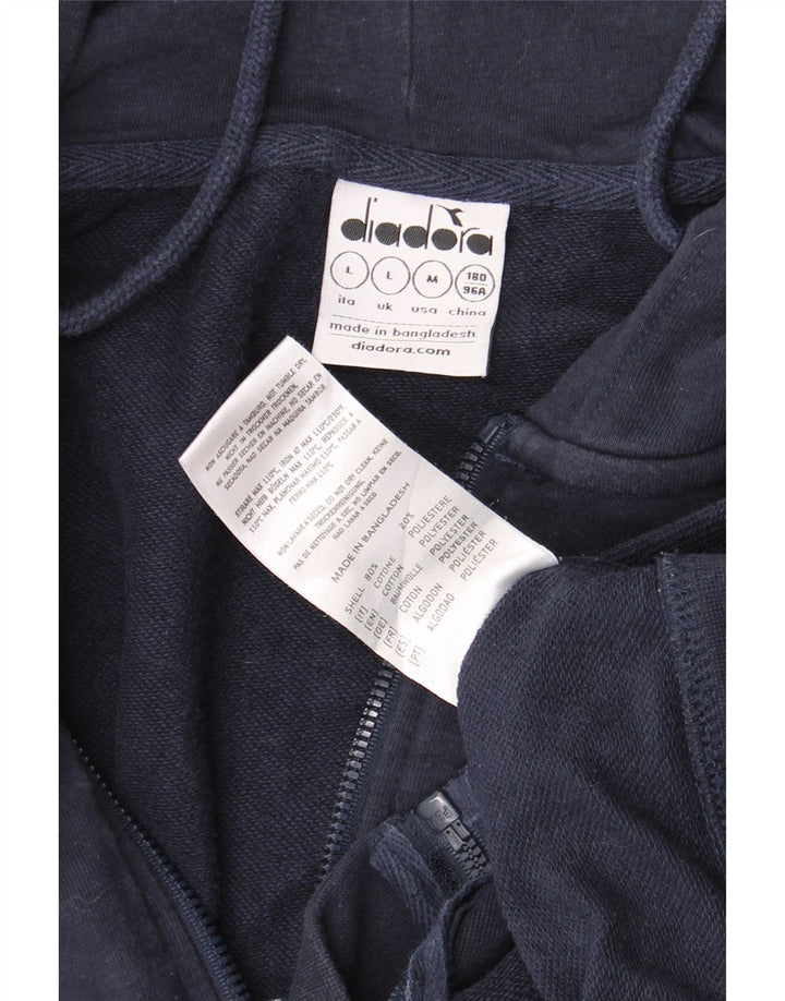 DIADORA Muški pulover s kapuljačom na patentni zatvarač Veliki tamnoplavi pamuk