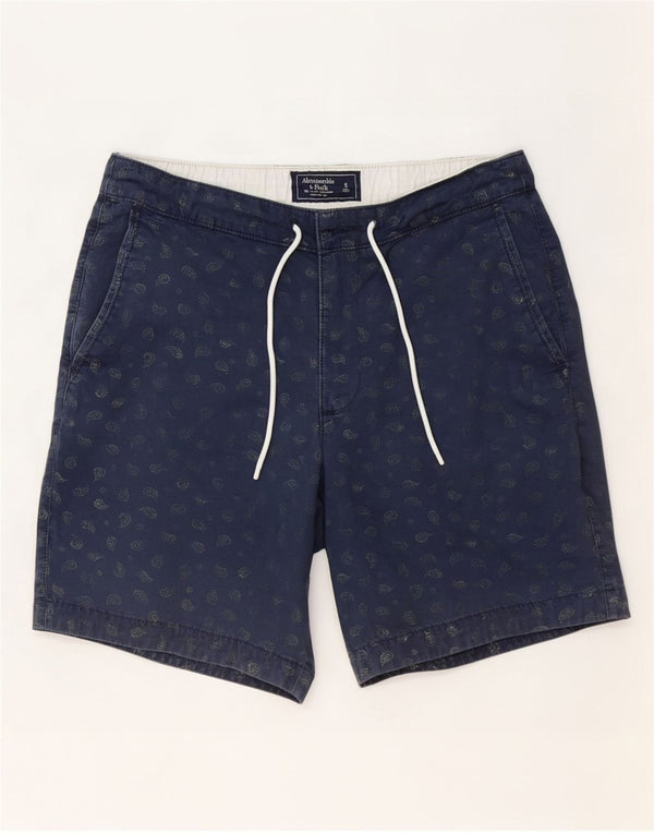Abercrombie & Fitch Mens Chino Shorts Small W29 Navy Blue Paisley Cotton