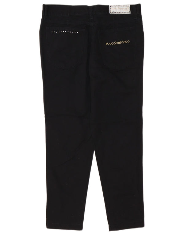 ROCCOBAROCCO ženske uske skraćene traperice IT 48 XL W34 L25 crni pamuk