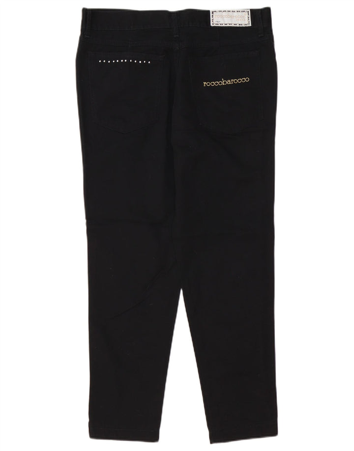 ROCCOBAROCCO ženske uske skraćene traperice IT 48 XL W34 L25 crni pamuk