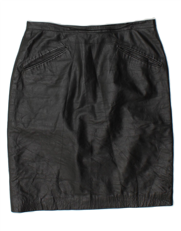 VINTAGE Womens Leather Skirt W28 Medium Black Leather Vintage Vintage and Second-Hand Vintage from Messina Hembry 