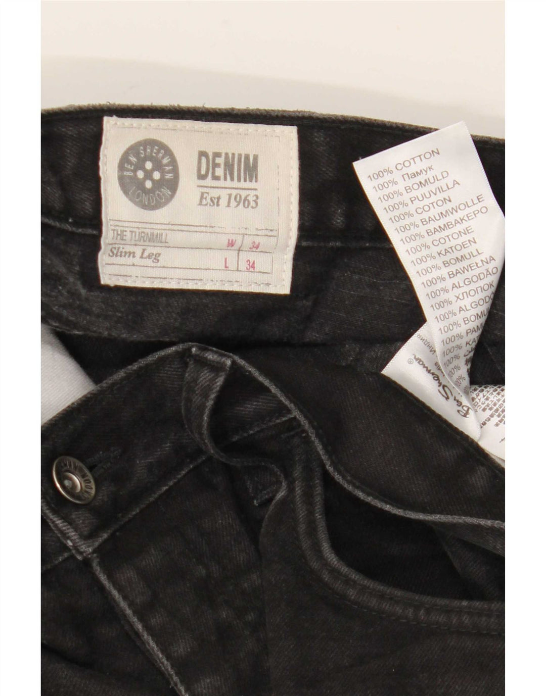 Ben Sherman muške uske traperice W34 L34 crne